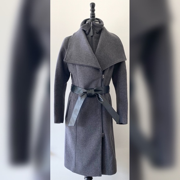 mackage nori belted wide lapel coat